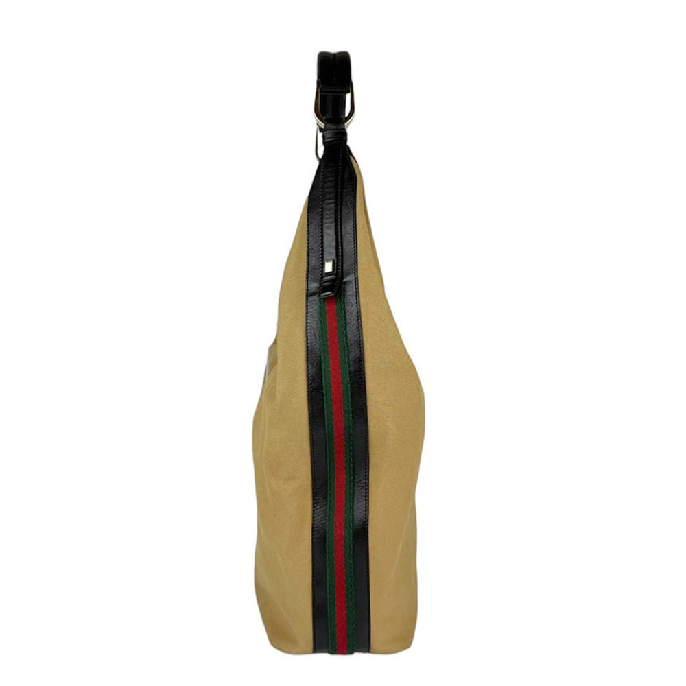 Gucci Sherry Beige Brown Bag Shoulder Canvas Leather Tan Brown